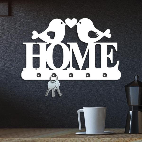 Porta Chaves de Parede Home com Passarinho - PS Decor Imagem de Porta Chaves de Parede Home com Passarinho