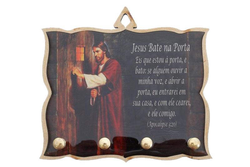 Imagem de Porta Chaves Jesus Bate na Porta - 11x15 cm