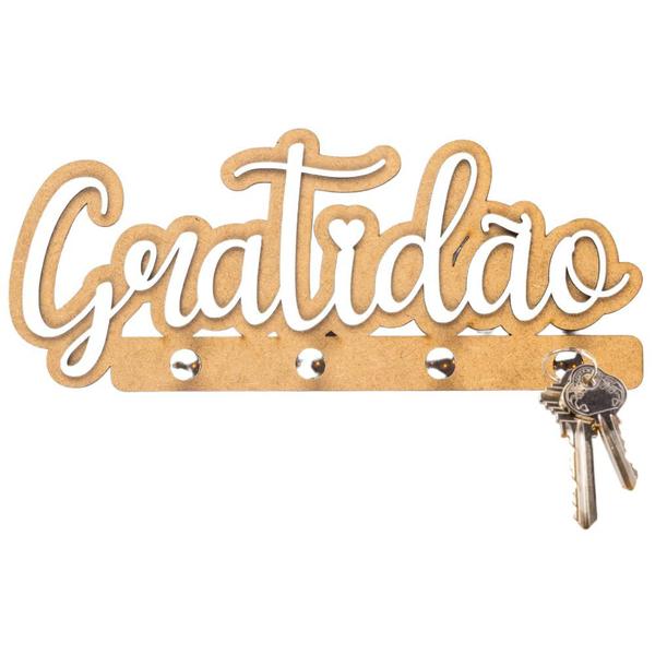 Imagem de Porta Chaves Parede Gratidão Decorativo Criativo