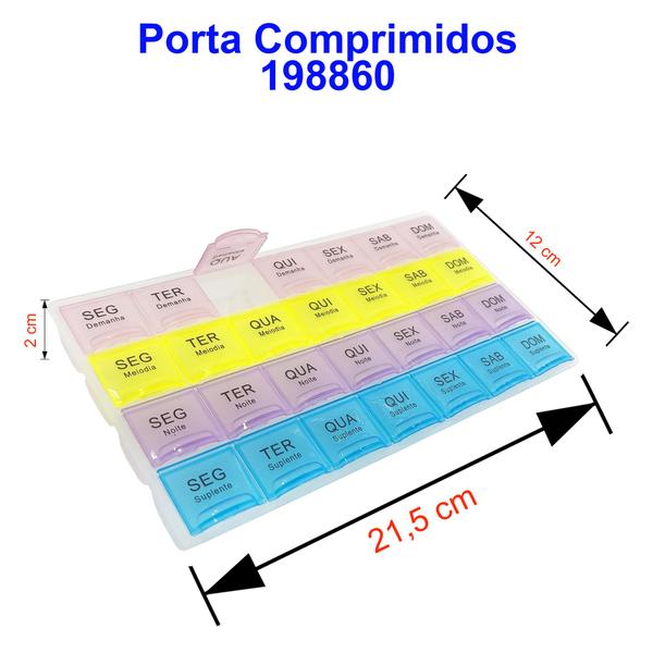 Imagem de Porta Comprimidos Semanal Caixinha de Remédio Organizador de Medicamento Estojo PilBox Diário Cápsulas Smart Manhã Tarde