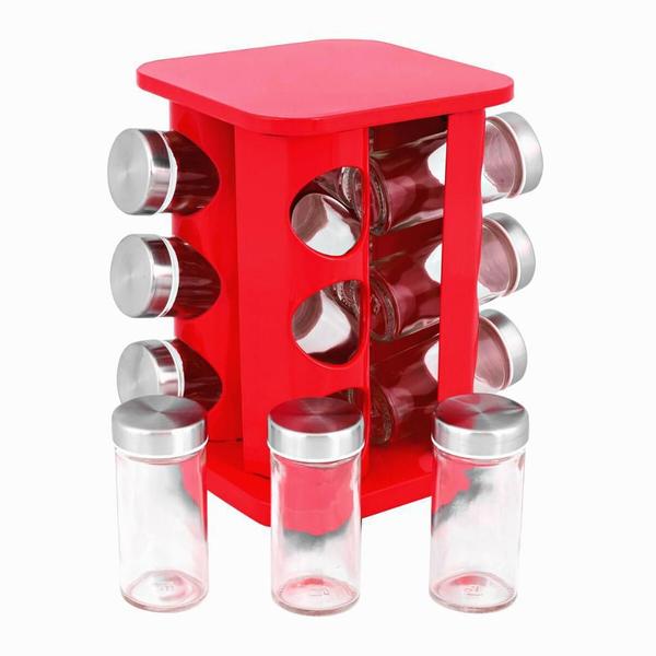 Porta Condimento Aço Inoxidável 12Pçs Vermelho Futuro Brasil - Futuro Casa Imagem de Porta Condimento Aço Inoxidável 12Pçs Vermelho Futuro Brasil