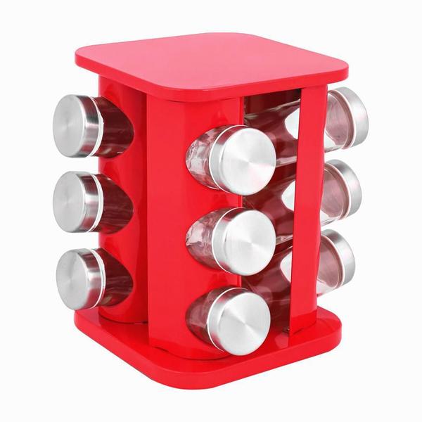 Porta Condimento Aço Inoxidável 12Pçs Vermelho Futuro Brasil - Futuro Casa Imagem de Porta Condimento Aço Inoxidável 12Pçs Vermelho Futuro Brasil