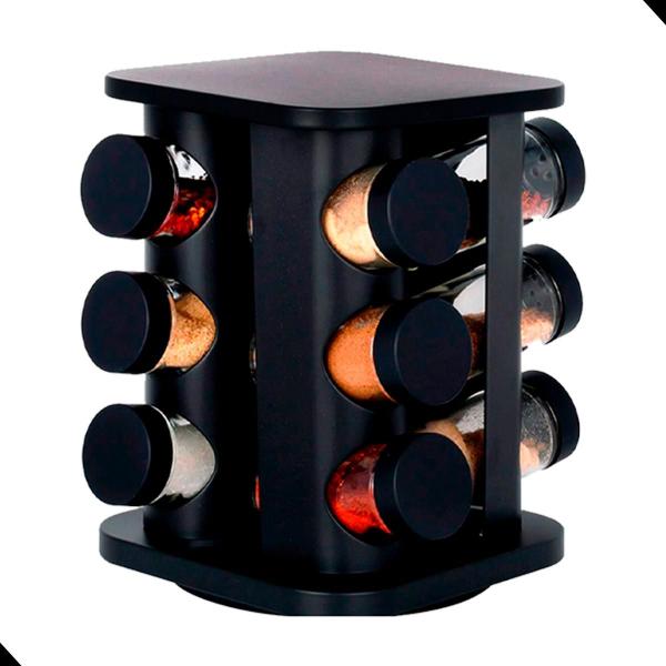 Porta Condimento Giratório com 12 Potes de Vidro Belakaza Porta Condimento Giratório com 12 Potes de Vidro Belakaza