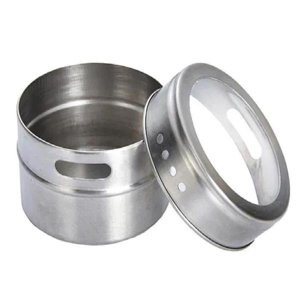 Porta Condimento Tempero Inox Magnetico Imã Geladeira - Inter Imagem de Porta Condimento Tempero Inox Magnetico Imã Geladeira