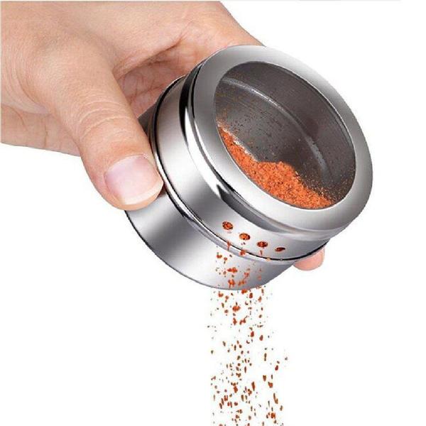 Porta Condimento Tempero Inox Magnetico Imã Geladeira - Inter Imagem de Porta Condimento Tempero Inox Magnetico Imã Geladeira