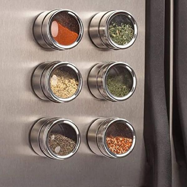 Porta Condimento Tempero Inox Magnetico Imã Geladeira - Inter Imagem de Porta Condimento Tempero Inox Magnetico Imã Geladeira