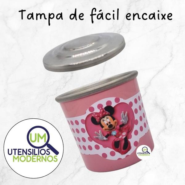 Imagem de Porta Condimentos 3 Peças Alumínio Rosa Bebê Minnie com Suporte de Papel Toalha