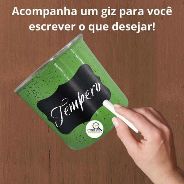 Imagem de Porta Condimentos 3 Peças Alumínio Verde com Suporte de Papel Toalha Etiqueta Lousa - Aluminio AMJ