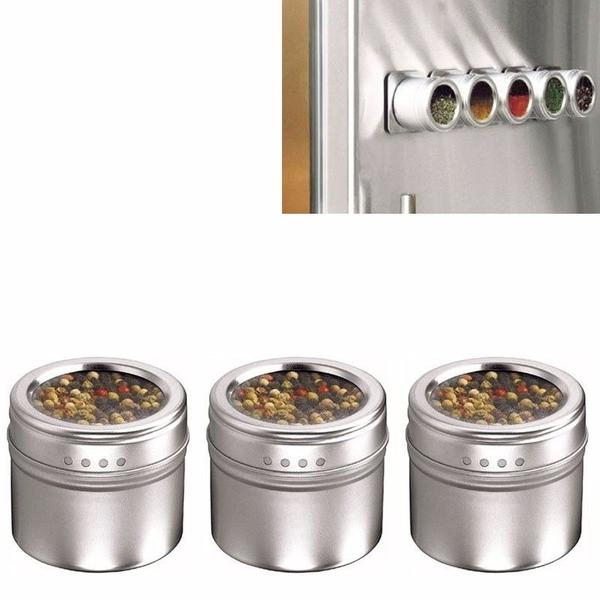 Imagem de Porta Condimentos E Temperos 6 Potes Magnéticos Inox E 1