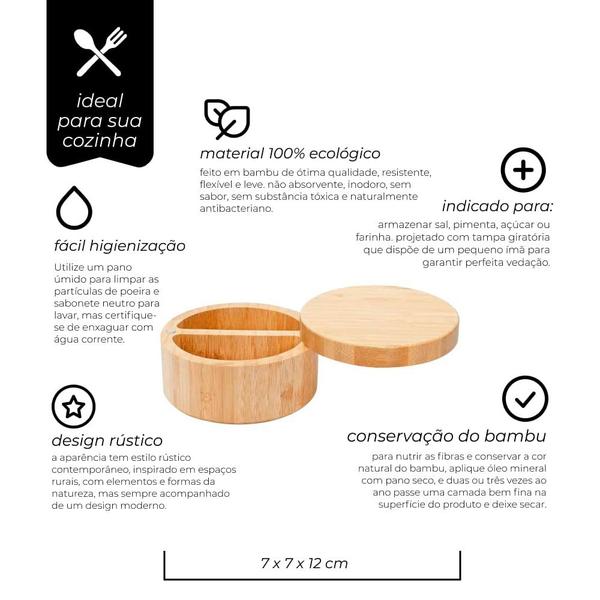 Imagem de Porta Condimentos Em Bambu Duo Ecokitchen Com Colher E Tampa