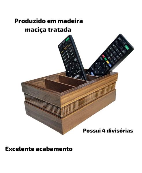 Imagem de Porta Controle Remoto 4 Divisórias Super Luxo Madeira Maciça