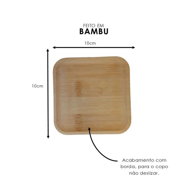 Imagem de Porta Copo De Madeira /Bambu Quadrado Com 2 Pecas 10Cm Wincy