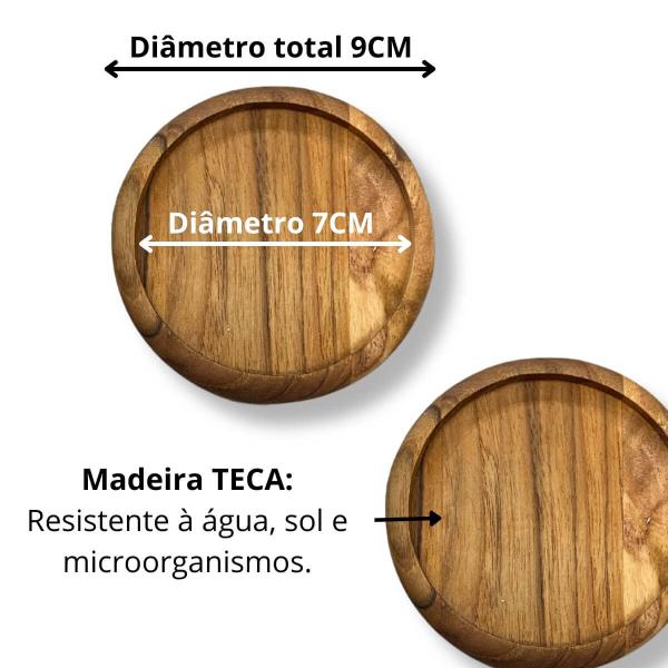 Imagem de Porta Copo Em Madeira Teca 9Cm Apoio De Mesa Para Drinks e Taças