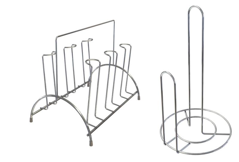 Imagem de Porta Copos De Mesa E Porta Papel Toalha Aço Cromado - Stolf