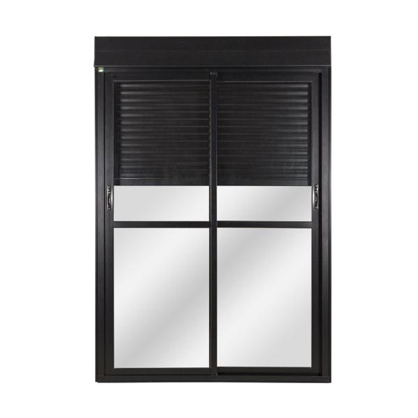 Imagem de Porta Correr 2 Folhas Móveis Central Topsul com Persiana Integrada Controle Remoto 220x120cm Esquadr Preto