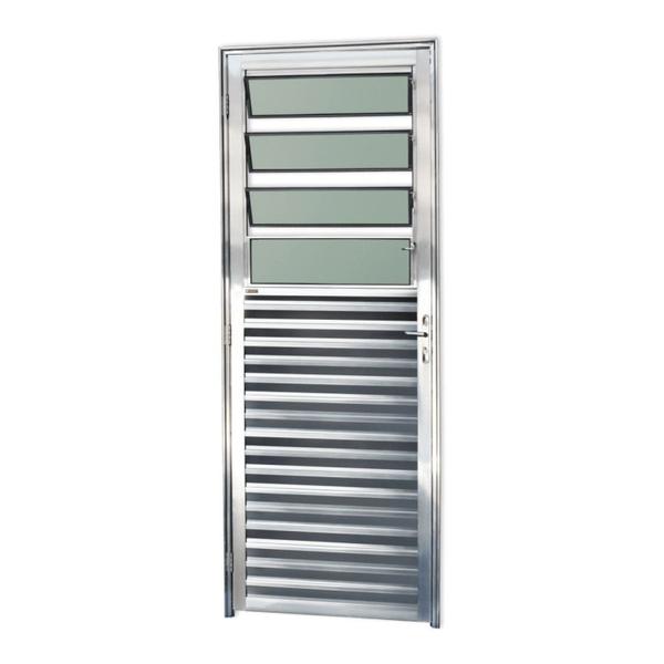 Imagem de Porta de Alumínio Basculante 210x80cm com Vidro Boreal Anodizado Brilhante Linha 25 Brimak