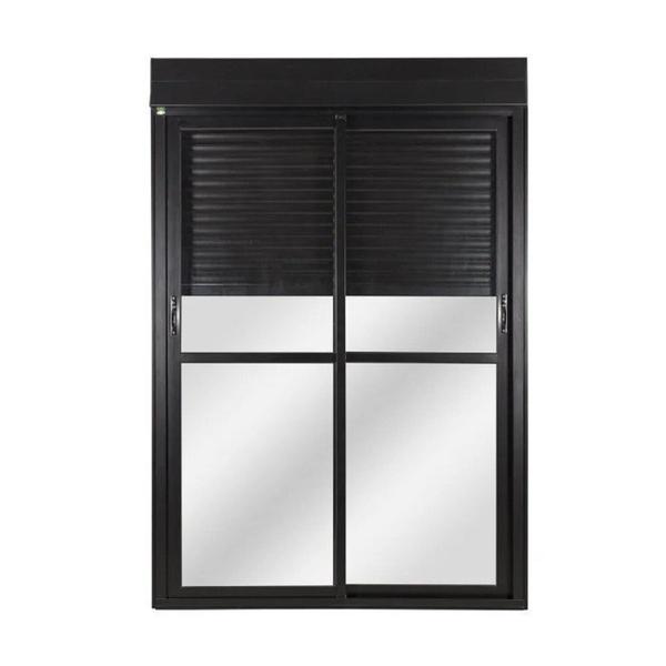 Imagem de Porta de Aluminio com Persiana Integrada 220x150cm 2 Folhas com Controle Branco