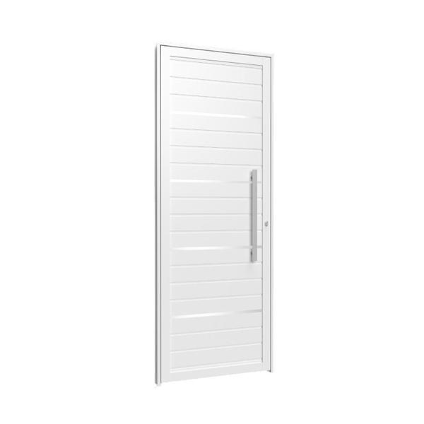 Imagem de Porta de Aluminio Lambri Social 210x85cm com Friso e Puxador Branco