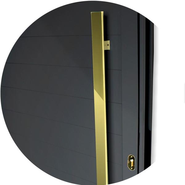 Imagem de Porta de Aluminio Lambril 210x100cm com Puxador Super Visione Preto Dourado