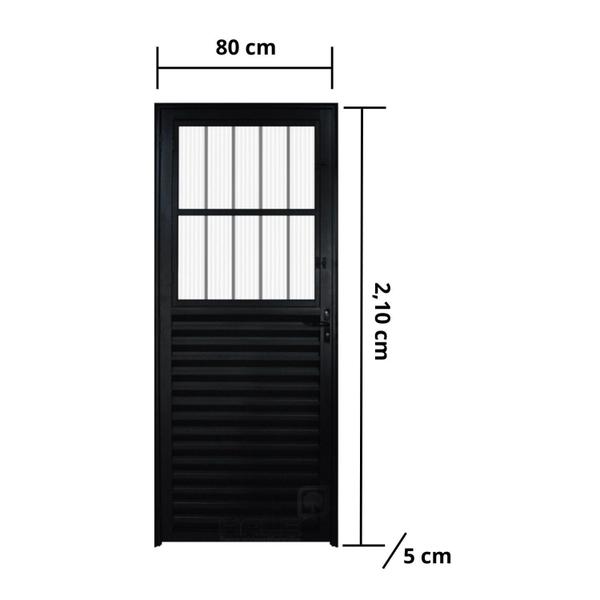 Imagem de Porta de Alumínio Lambril 210x80cm Lado Esquerdo Postigo Hale Esquadrias