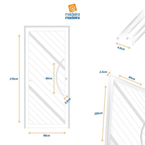 Imagem de Porta de Aluminio Lambril 210x90cm com Puxador Super Duna Brimak Preto Dourado