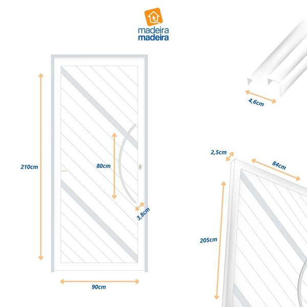 Imagem de Porta de Aluminio Lambril 210x90cm com Puxador Super Duna