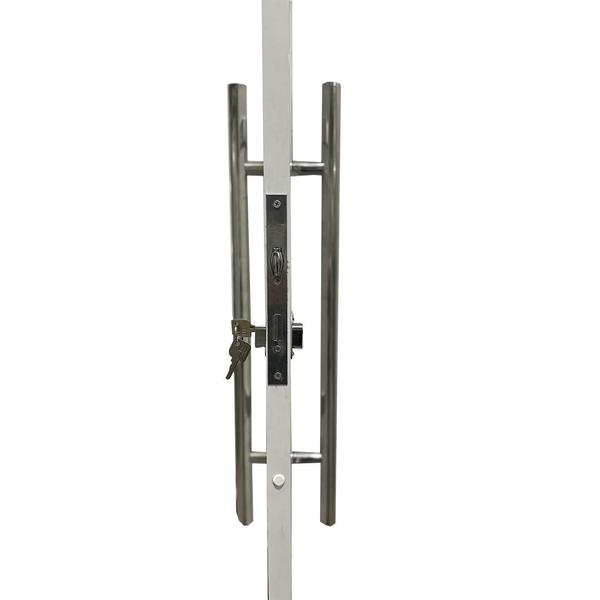 Porta de Alumínio Lambril Branco Com Puxador, Friso e Vidro Linha 25 - DC Imagem de Porta de Alumínio Lambril Branco Com Puxador, Friso e Vidro Linha 25 - DC