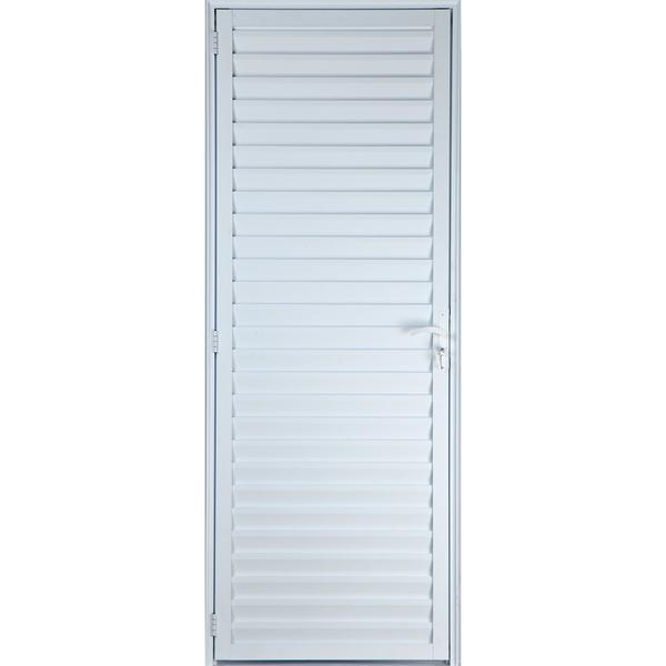 Imagem de Porta De Alumínio Palheta Ventilada 2,10 X 0,70 Direita Linha All Soft Cor Branco