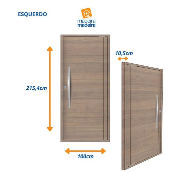 Imagem de Porta de Aluminio Pivotante 215x100cm com Puxador Reto Branco