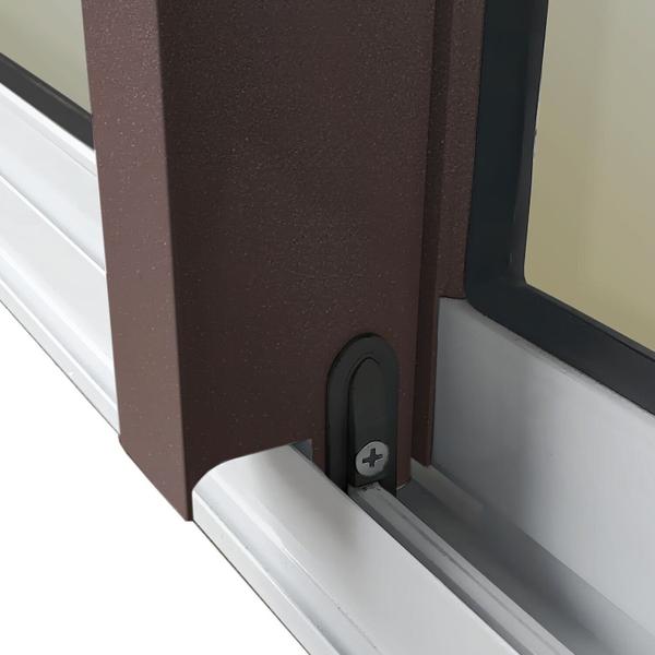 Imagem de Porta de Correr com Travessas 2 Folhas Moveis 210 X 150 Elite com Fechadura Tetra Vidro Reflex Mix Corten