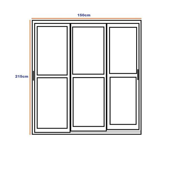 Imagem de Porta de Correr de Aço 215x150cm 3 Folhas Moveis Ideal Crv Esquadrias Branco