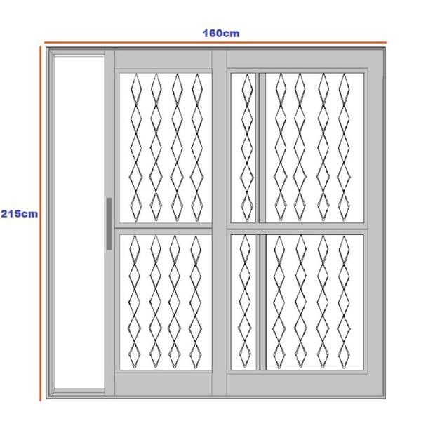 Imagem de Porta de Correr de Aço 215x160cm Pantografica Grade Elo Ideal Crv Esquadrias Branco