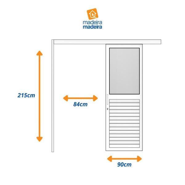 Imagem de Porta de Correr Lambri de Aluminio 215x90cm com Vidro Mini Borel Branco