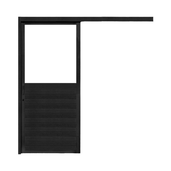 Imagem de Porta de Correr Lambri de Aluminio 215x90cm com Vidro Mini Borel Preto