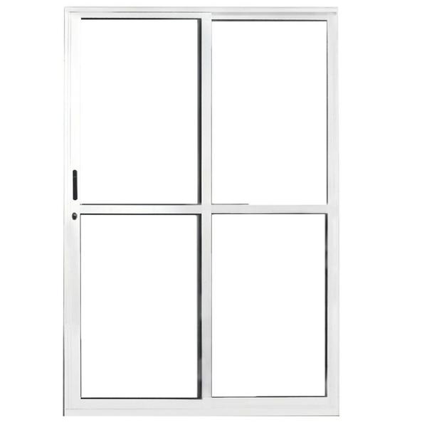 Porta de Correr Sacada 2 Folhas 2.10 X 1.50 Branca Linha 25 Com Fechadura - DC Imagem de Porta de Correr Sacada 2 Folhas 2.10 X 1.50 Branca Linha 25 Com Fechadura