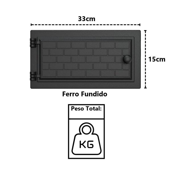 Imagem de Porta de Forno a Lenha em Ferro Fundido Tijolinho 33x15cm