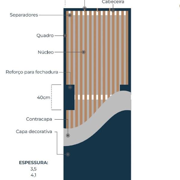 Imagem de Porta de Madeira Bondoor 210cm X 110cm Friso 07 Angelim Angelim Pedra