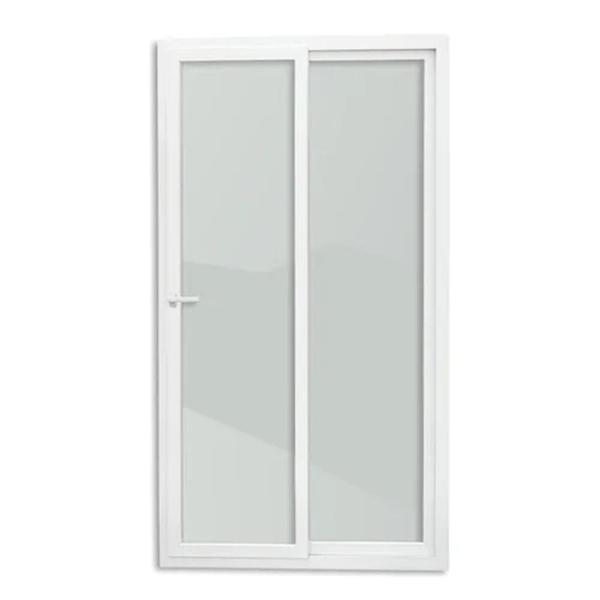 Imagem de Porta de PVC de Correr 210x200cm com 2 Folhas e Vidro Liso Temperado com Cremona ITEC Brimak