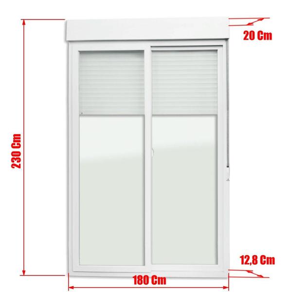 Imagem de Porta de PVC Integrada 230x180cm com 2 Folhas e Vidro Liso Temperados ITEC Brimak