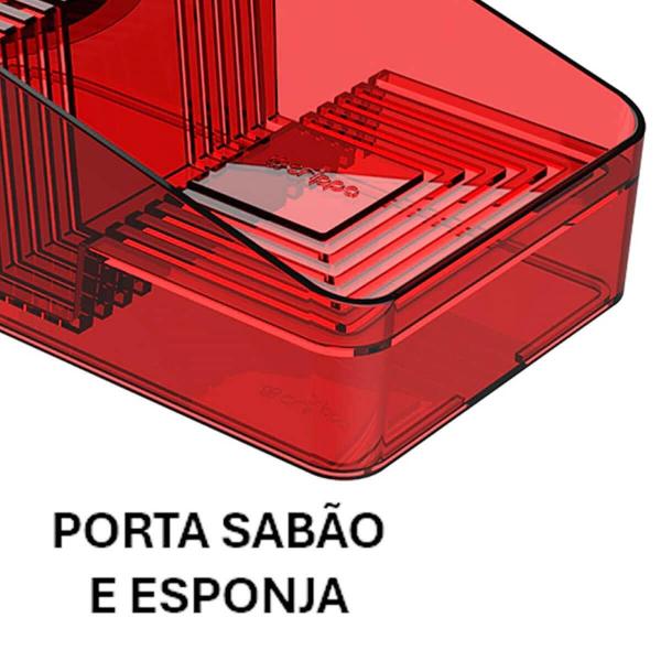 Imagem de Porta Detergente com Suporte para Sabão e Esponja Vermelho Smart S Crippa Pia Cozinha