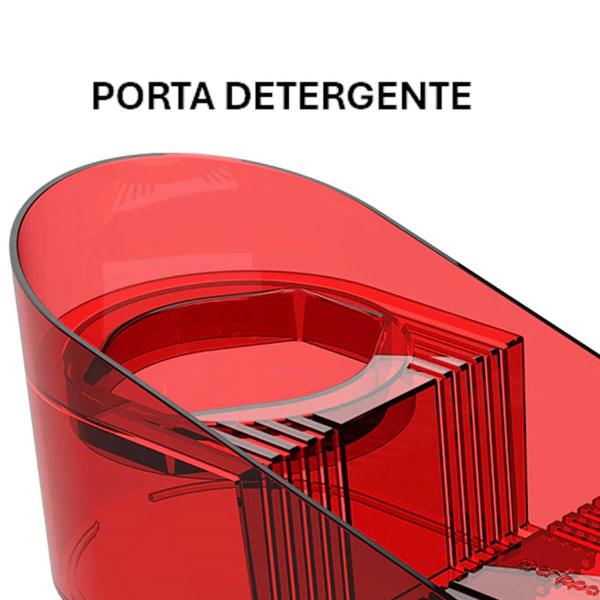 Imagem de Porta Detergente com Suporte para Sabão e Esponja Vermelho Smart S Crippa Pia Cozinha