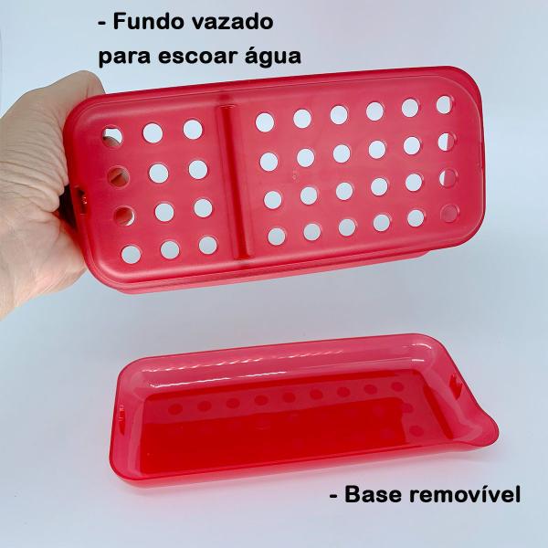 Imagem de Porta Detergente e Esponja Ordene com Fundo Vazado e Base Removível para Fácil Higienização