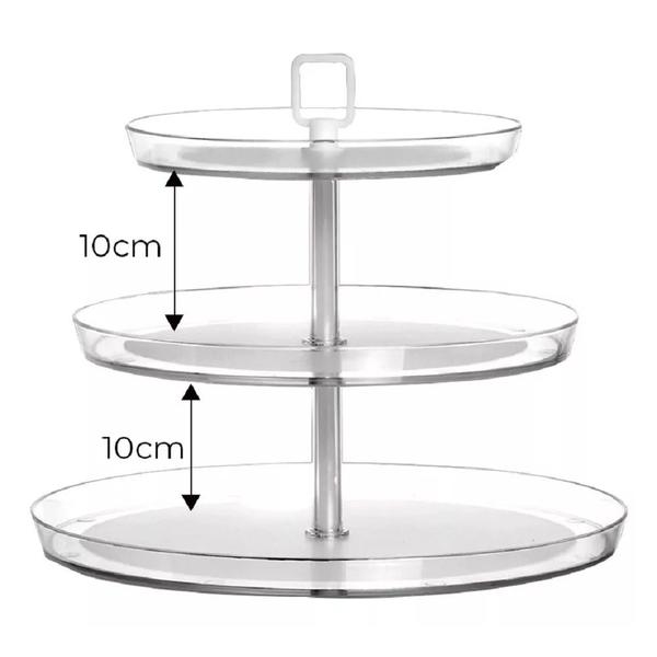 Imagem de Porta Doces Baleiro Triplo 3 Andares Acrílico Cristal 320mm