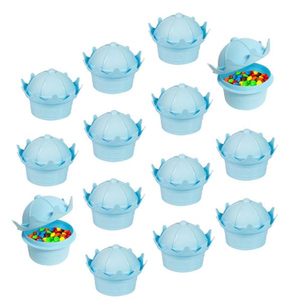 Imagem de Porta Doces Coroa Potinho com tampa 220ml Azul Kit com 14