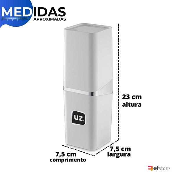 Porta Escova c/ Tampa Slim de Plástico p/ Banheiro Creme Pasta de Dente - Uz Utilidades Imagem de Porta Escova c/ Tampa Slim de Plástico p/ Banheiro Creme Pasta de Dente