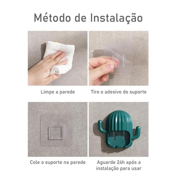 Imagem de Porta Escova De Dente De Parede Cacto Branco