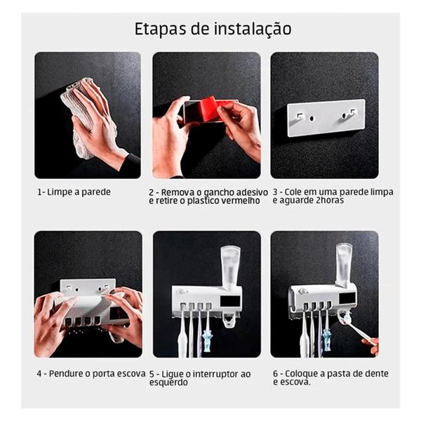 Imagem de Porta Escova de Dentes e  Pasta Automático e Esterilizador UV