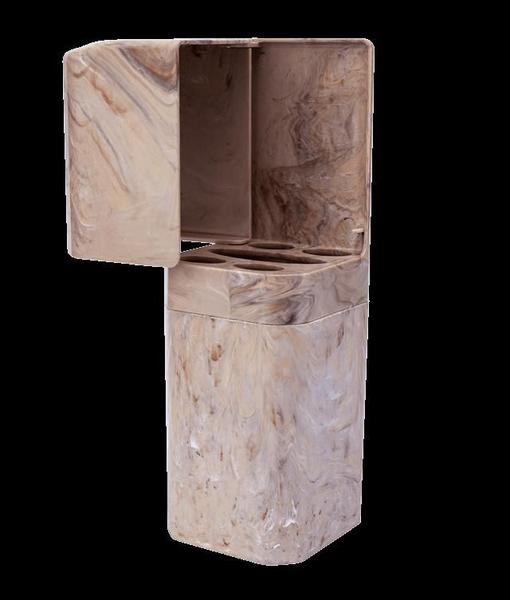 Porta Escova de Encaixe com Tampa Travertino - JGC COMERCIAL Imagem de Porta Escova de Encaixe com Tampa Travertino