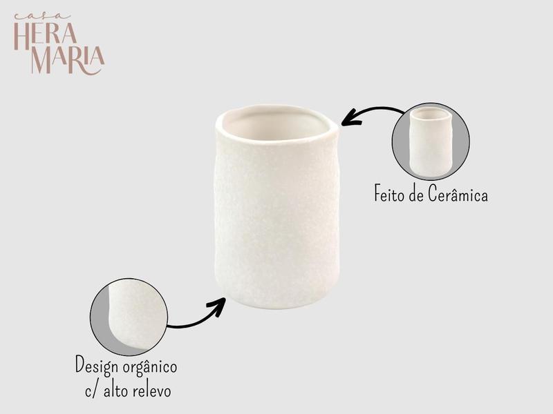 Porta Escova Dentes Objetos Multiuso Banheiro Em Cerâmica - Casa Hera Maria Imagem de Porta Escova Dentes Objetos Multiuso Banheiro Em Cerâmica