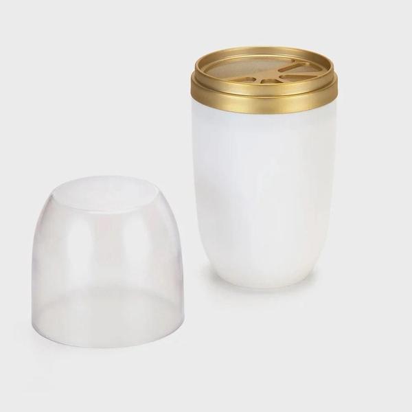 Porta Escova E Pasta Com Tampa Transparente Dourado 500Ml - Arthi Imagem de Porta Escova E Pasta Com Tampa Transparente Dourado 500Ml